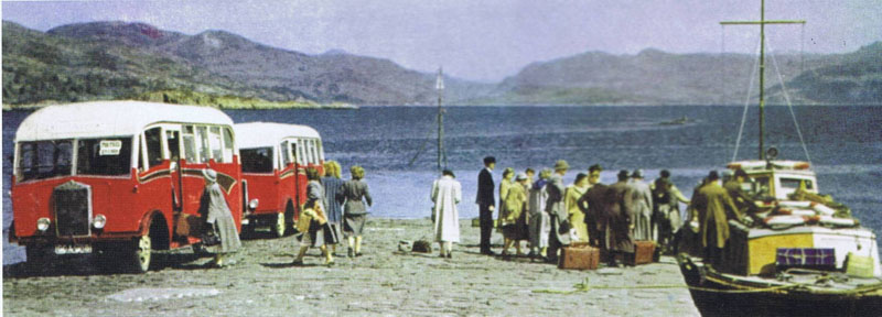Circa 1950 - MV Coruisk passenger ferry owned by British Rail at Kyleakin Pier