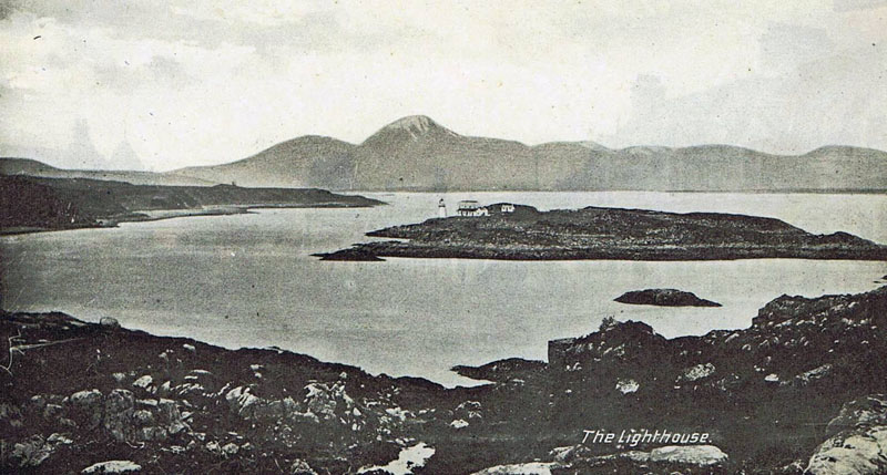 Circa 1910 - Kyleakin Lighthouse from Kyle.
Another photograph has been superimposed on top giving this picture a surreal appearance