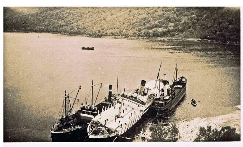 Early 1930's - The Cara Holed when she hit either a rock or the Black Island, her load of timber was discharged in Loch Na Beiste, to allow repairs to be carried out.