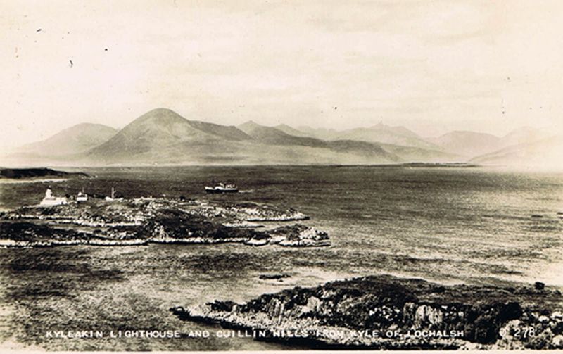 View of the Loch Seaforth passing the lighthouse en route from Stornoway to Kyle possibly early 1960's.