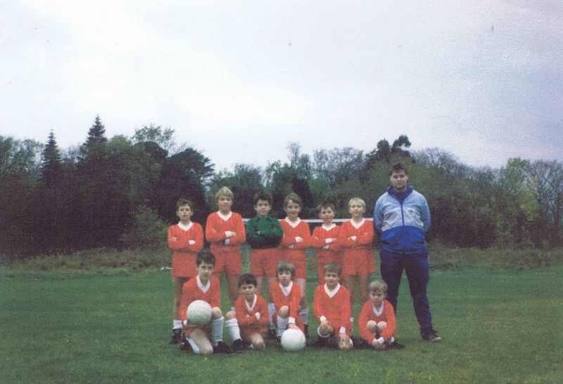 Circa 1985 - Kyleakin Junior Football Team Back row left to right: George Clouston, Iain MacIntosh, Harry Saunders, Steven Adams, Hamish Grant, Shaw Wilson, John MacLeod (Spod - in blue)
Front row, kneeling left to right:  Ruaridh MacDougall, Keith MacKenzie, Dale Robertson, Michael Taylor and Darren Gough